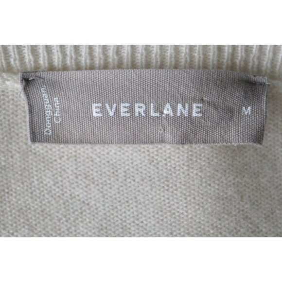 EVERLANE 100% Cashmere Ivory V-Neck Sweater, Size M Medium - Picture 8 of 9